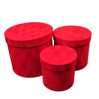 Коробка цилиндр бархат, набор из 3 шт, красный, Z3-44 - вид 1 миниатюра