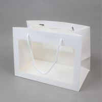Сумка бумажная горизонтальная с пластиковым окном, h21 х 29 х 16 см, белый, W71-10 - вид 1 миниатюра