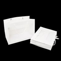 Сумка бумажная горизонтальная с пластиковым окном, h25 х 35 х 18 см, белый, W71-11 - вид 1 миниатюра