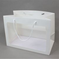 Сумка бумажная горизонтальная с пластиковым окном, h25 х 35 х 18 см, белый, W71-11 - вид 1 миниатюра