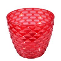 Кашпо пластиковое с поддоном Кападоки d17,5 х h15,6 см, прозрачный красный - вид 1 миниатюра