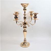 Канделябр с подвесами на 5 свечей, h68 см, металл/хрусталь, золото, W42-12 - вид 3 миниатюра