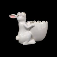 Кашпо Кролик пасхальный d12 х h10(15) см, керамика, белый, FA33-16 Кашпо Кролик пасхальный d12 х h10(15) см, керамика, белый, FA33-16