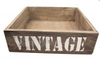 Ящик деревянный для цветов и подарков Vintage, 25 х 25 х 7,5 см, серый состаренный - вид 1 миниатюра