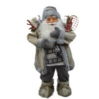 Игрушка Санта с подарками в сером костюме h82 см, FA21-1 Игрушка Санта с подарками в сером костюме h82 см, FA21-1