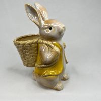 Кашпо керамическое Заяц с лукошком, FA 17-15 - вид 2 миниатюра