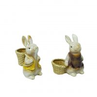 Кашпо керамическое Заяц с лукошком, FA17-17 Кашпо керамическое Заяц с лукошком, FA17-17