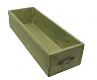 Ящик деревянный для цветов и подарков с декоративным элементом, 40 х 13,5 х 9 см, пыльный зеленый - вид 1 миниатюра