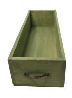 Ящик деревянный для цветов и подарков с декоративным элементом, 40 х 13,5 х 9 см, пыльный зеленый - вид 2 миниатюра