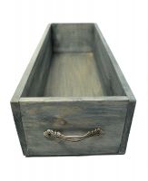 Ящик деревянный для цветов и подарков с декоративным элементом, 40 х 13,5 х 9 см, пыльный синий - вид 2 миниатюра