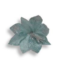 Цветок искусственный Пуансеттия h22 см, серый/серебро, FA10-6 Цветок искусственный Пуансеттия h22 см, серый/серебро, FA10-6