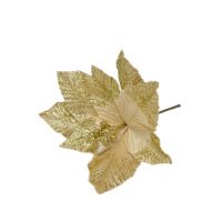 Цветок искусственный Пуансеттия h22 см, шампань/золото, FA10-7 Цветок искусственный Пуансеттия h22 см, шампань/золото, FA10-7