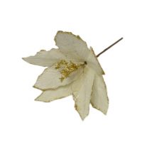 Цветок искусственный Пуансеттия h27 см, молочный/золото, FA10-8 Цветок искусственный Пуансеттия h27 см, молочный/золото, FA10-8