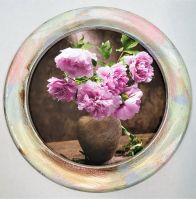 Картина в узкой раме Розовые пионы, d18 см - вид 1 миниатюра