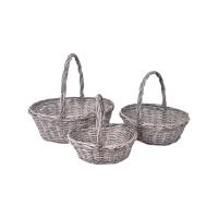 Набор корзин из 3 штук, овальные, серый, 5695 - вид 1 миниатюра