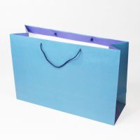 Сумка бумажная горизонтальная Кристалл, 40 х 60 х 20 см, 1 шт, темно-голубой, XL - вид 1 миниатюра