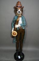 Фигура Собака с саксофоном, h117 см, полистоун, W26-3 - вид 1 миниатюра