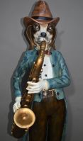 Фигура Собака с саксофоном, h117 см, полистоун, W26-3 - вид 2 миниатюра