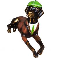Фигура Собака в зеленой кепке, 63 х h37 см, полистоун, W26-11 - вид 1 миниатюра