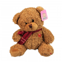 Мягкая игрушка Медведь с красным шарфиком, h23 см, Z16-2 - вид 1 миниатюра
