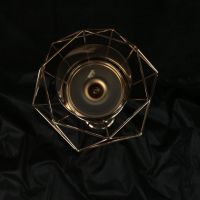 Подсвечник металлический со стеклянной колбой, h88 см, золото, W83-34 - вид 1 миниатюра