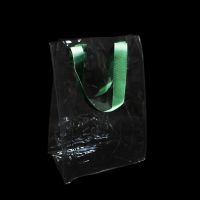 Флористическая сумка прозрачная с текстильными ручками, h35 х 25 х 15 см, пластик, Z51-6 - вид 1 миниатюра