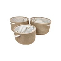 Корзина круглая с ручками, набор из 3 шт, текстиль, натуральный, FA35-28 Корзина круглая с ручками, набор из 3 шт, текстиль, натуральный, FA35-28