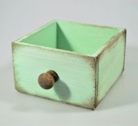 Ящик деревянный для цветов и подарков с декоративным элементом, 15 х 15 х 9,5 см, мятный, Д2 - вид 1 миниатюра