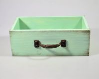 Ящик деревянный для цветов и подарков с декоративным элементом, 25 х 13,5 х 9,5 см, мятный, Д1 - вид 1 миниатюра