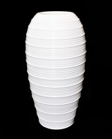 Ваза керамическая рельеф Полосы, h30 х d8 см, белый, Z2-4 - вид 1 миниатюра