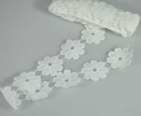 Тесьма кружевная Цветы, белый, 5 ярдов - вид 1 миниатюра