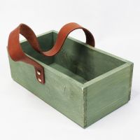 Ящик деревянный для цветов и подарков с декоративным элементом 25 х 14 х 9 см, в ассортименте - вид 1 миниатюра