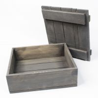 Ящик деревянный для цветов и подарков с крышкой 25,5 х 28 х 10 см, серый - вид 1 миниатюра