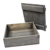 Ящик деревянный для цветов и подарков с крышкой 25,5 х 28 х 10 см, серый - вид 3 миниатюра